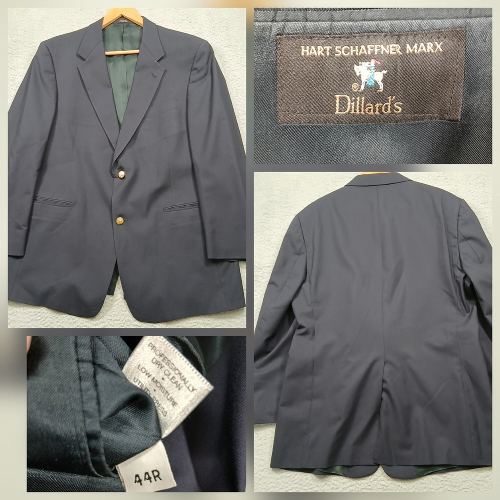 Hart Schaffner Marx Men's 44R Navy Blazer Gold Buttons Dillard's